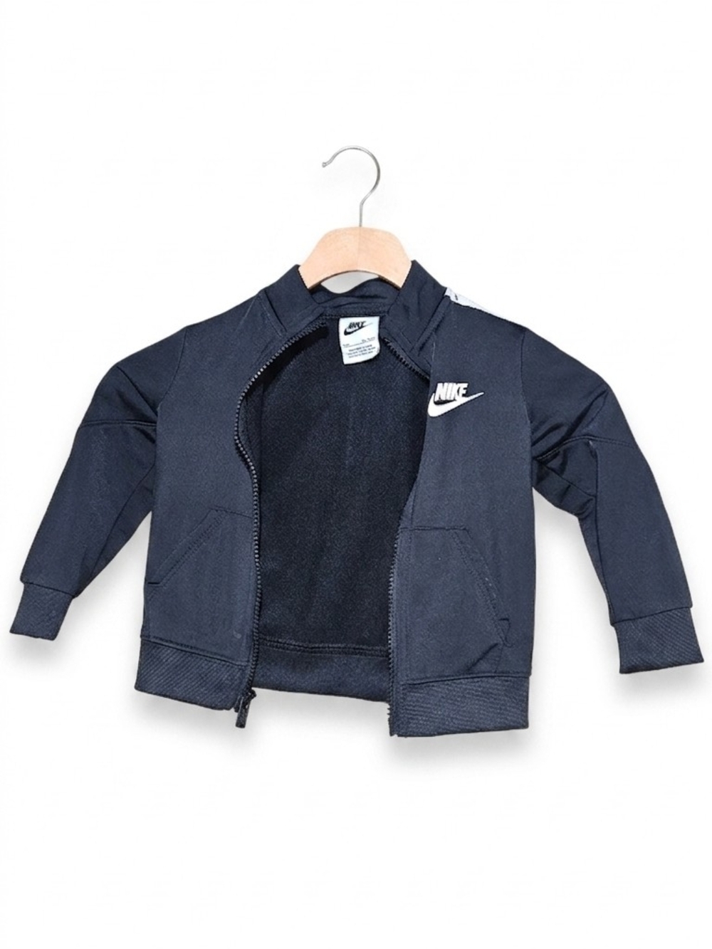 Nike Toddler Kids Black Full Zip Track Jacket Logo Tape Sleeves